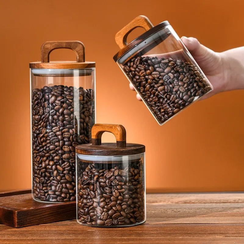 SealNest™ Airtight Glass Storage Jar with Wooden Lid